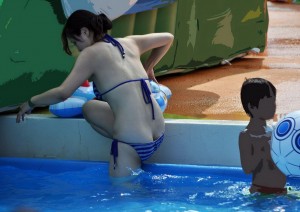 【水着ハプニングエロ画像】ビーチでプールでエロハプニング！夏を先取りだぜ！